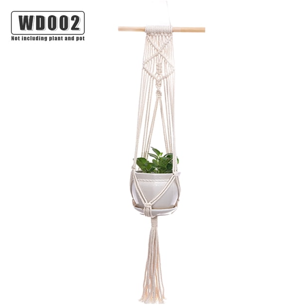 Yuarrent Cestas colgantes 100 hechas a mano, soporte para plantas, macramé, colgador de plantas, maceta para colgar en la pared interior, soporte para Jardín y Patio No.02 Yuarrent HA001777-02