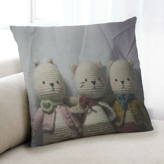 Ahgly Company Games Teddy Bear Indoor Throw Pillow, 18 inch by 18 inch