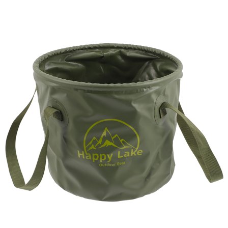 Pretyzoom Green Foldable Wash Basin PVC Material with Handles for Outdoor Camping