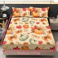 thumbnail image 4 of Garronmavis Fall Pumpkin Maple Print Twin Size Bedding Sheet Set, 3 Piece Soft Breathable Microfiber Bed Sheets with 1 Fitted Sheet & 2 Pillow Shams for Autumn Bedroom, 100cm*190cm, 4 of 7