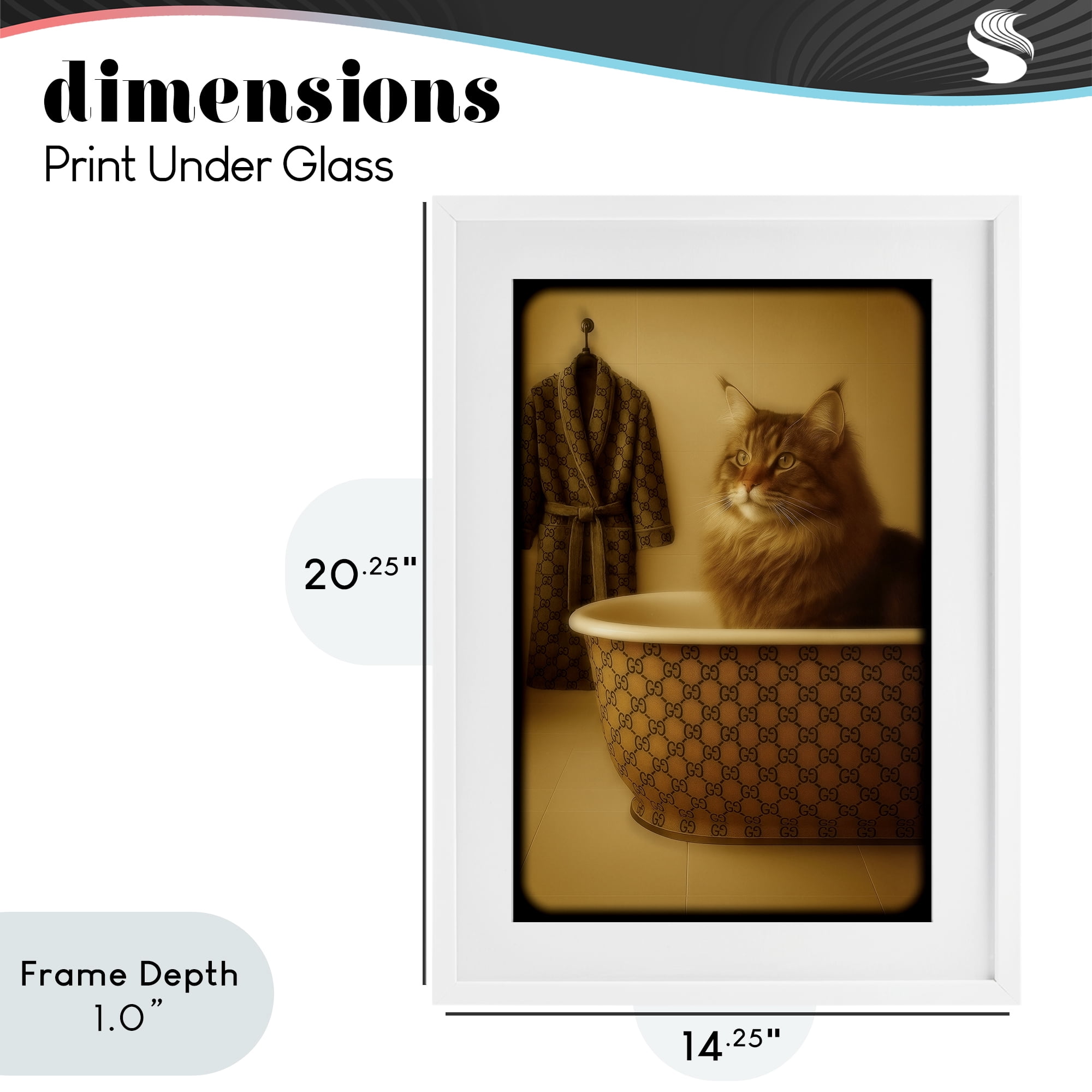 Stupell Industries Couture Main Coon in Luxury Tub White Framed Print Under Glass, design by Grotto Studios