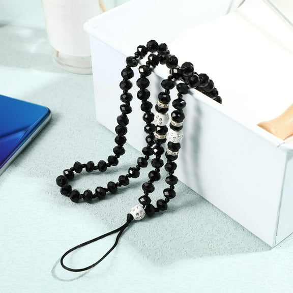 BESTOYARD keychain string Phone Lanyard Black Rhinestone 1Pack for Daily Use