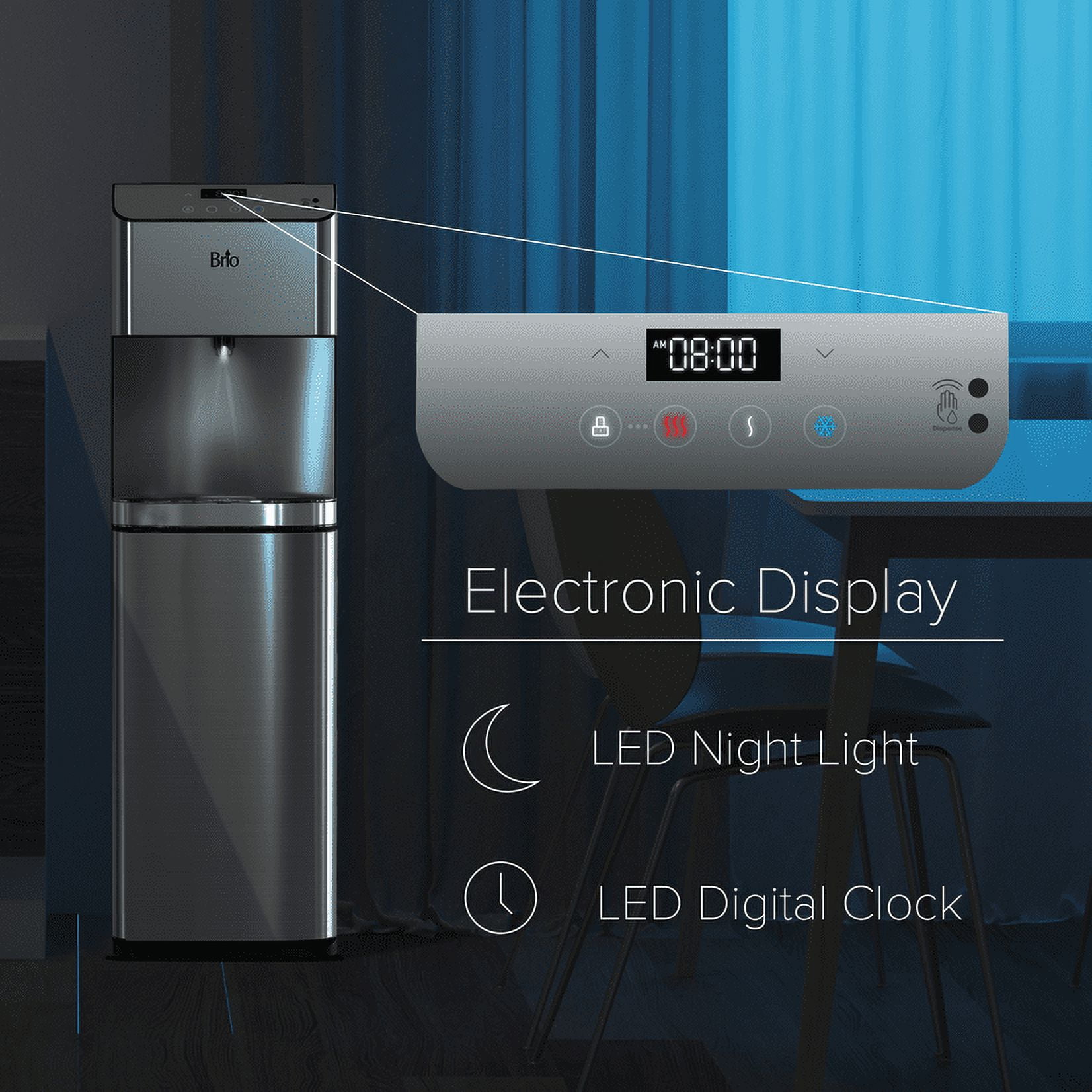 Brio 700 Series Moderna Touchless 3-Stage Bottless Water Cooler , Height 41.05" Stainless Steel