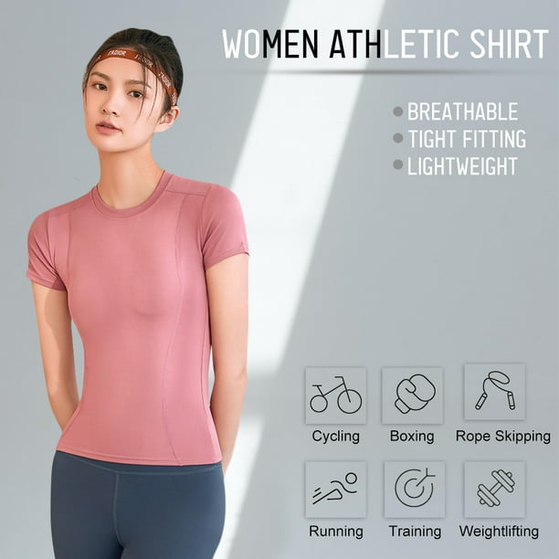 Women Side Drawstring T-Shirt Quick Dry Running Top Elastic Tight