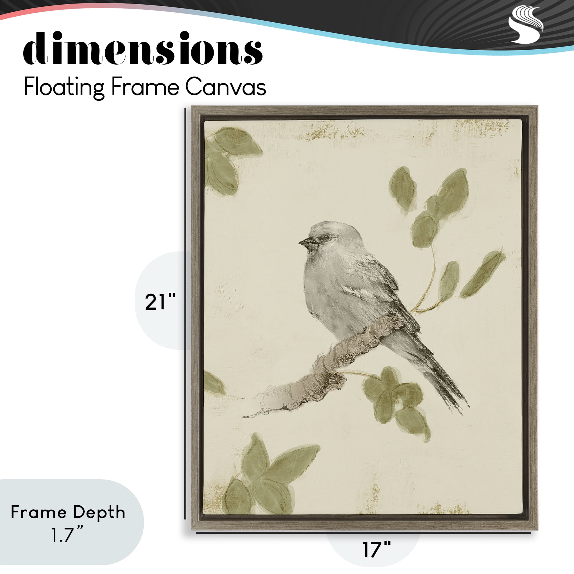 Stupell Industries Bird Scene on Neutral Brown Framed Floater Canvas Wall Art, design by Lanie Loreth