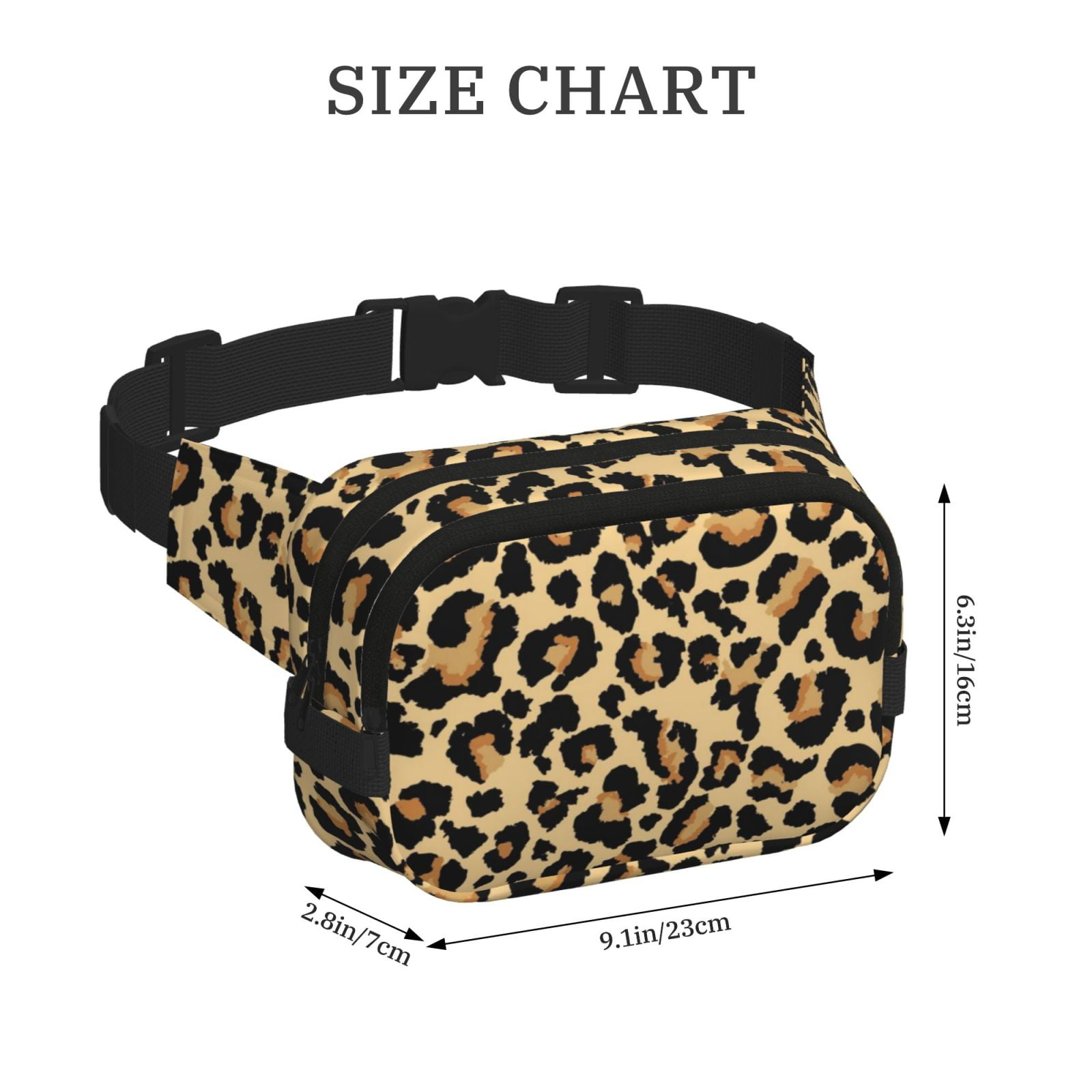 Kdxio Leopard Print Crossbody Double Layer Waist Bag Belt Bag for Unisex Fanny Pack Fashion Waist Packs for Hiking Running Shopping Traveling