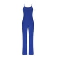 thumbnail image 4 of Gaecuw Jumpsuits for Women Dressy Sleeveless Cold Shoulder Spaghetti Strap Overall Square Neck Band Collar Solid Onesie One Piece Outfits Casual Seamless Long Pants Summer Romper Ankle Length, 4 of 6