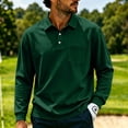 thumbnail image 2 of Trgacdwlo Men Polo Shirts Lightweight Long Sleeve Work Shirts for Men Summer Fall Sun Protection Mens Golf Polo Shirt with Pocket Dark Green L, 2 of 10