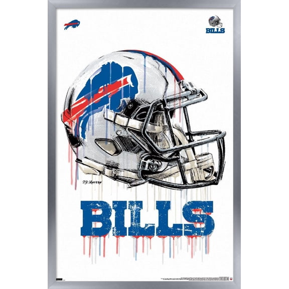 NFL Buffalo Bills - Drip Helmet 20 Wall Poster with Magnetic Frame, 22.375" x 34"