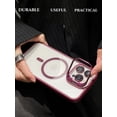 thumbnail image 1 of Lens Metal Ring Stand Magsafe Magnetic Phone Case For IPhone 15 12 13 14 Pro Max 11 Camera Glass Protection Transparent Cover, 1 of 7