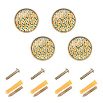 Kitchen Cabinet Knobs Orange Slice and Leaf Cabinet Handles Zinc 1.25 inch Diameter 4 Pcs