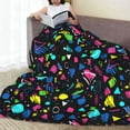 thumbnail image 6 of Honeii Geometric 1980s Styled Print Fleece Blanket - Throw Blanket for Bed, Sofa, Couch, Camping, and Travel , Microplush Ultra Soft Warm Blanket-40"x30", 6 of 7