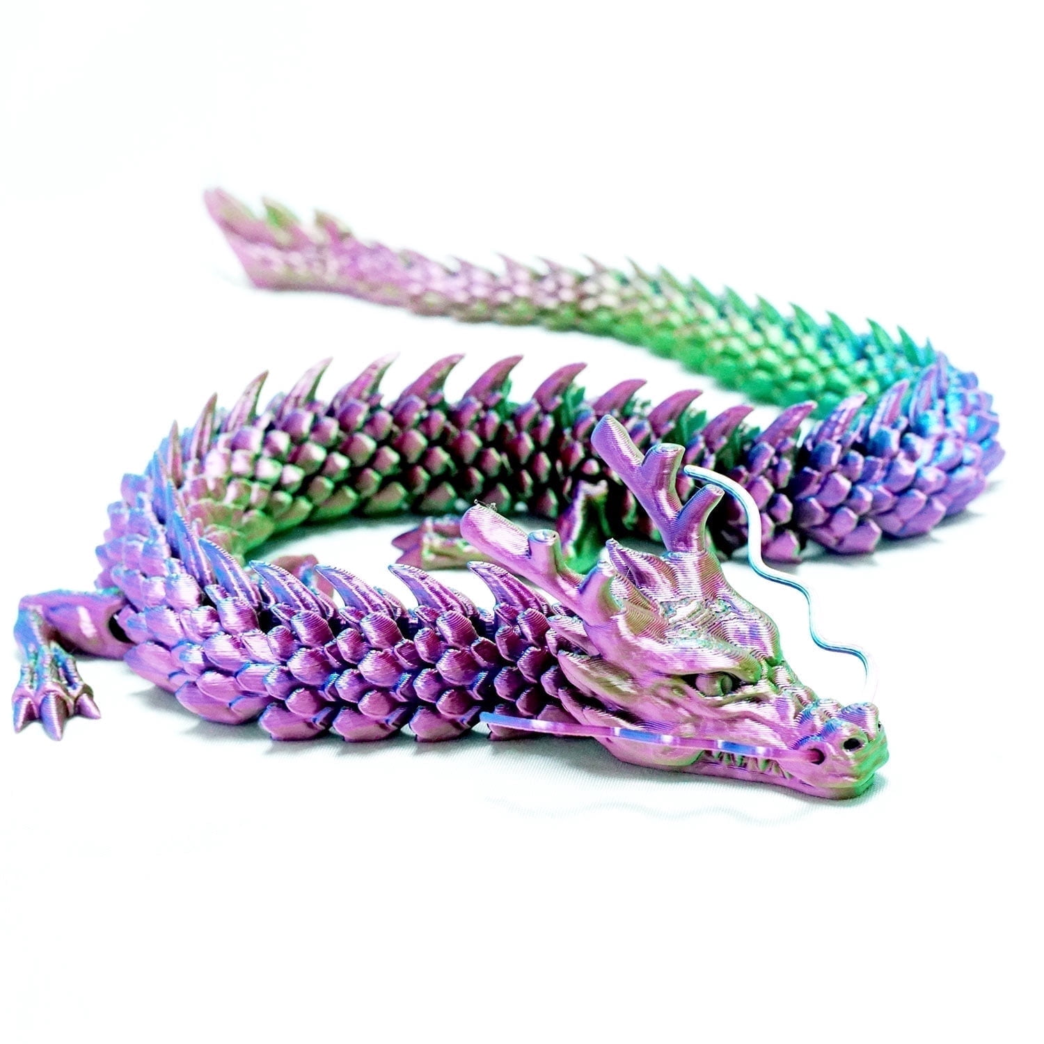 17.7inch 3D Printed Dragon Model,Flexible Executive Desk Animals Toy Statue,Chinese drgon,Movable Joints,Home Office Decor,Interesting Toys for Autism/ADHD,Festival Gifts toco,Fidget Toys (RGB)