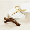 thumbnail image 6 of Kitsch Claw Clip Set 2pcs with Metal Loop & Flat Lay Curved Claw, Gold / Brown, 6 of 9