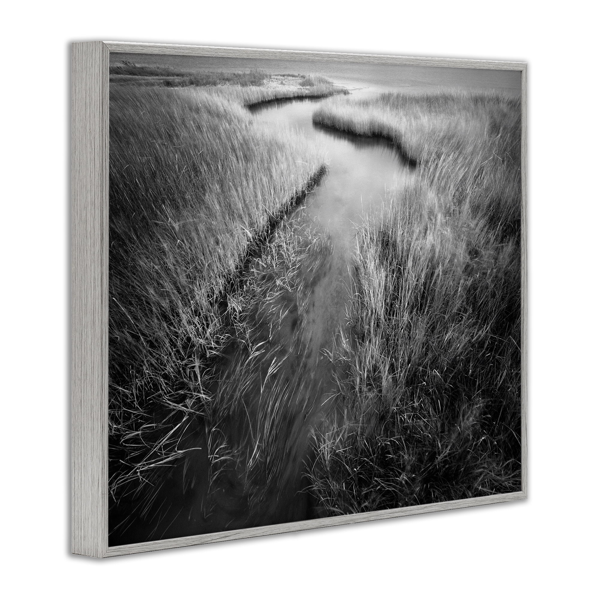 Stupell Industries Meandering Estuary View Landscape Photography Gray Framed Art Print Wall Art, 30 x 24