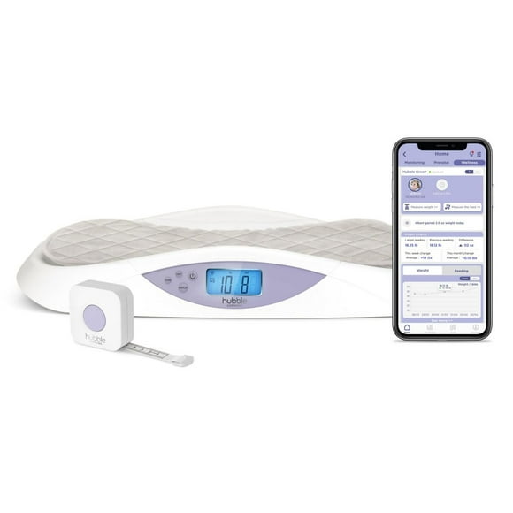 Hubble Grow Smart Baby Scale & Changing Pad - Ergonomic Design, Bluetooth Baby Tracker - Soft, Washable, Hypoallergenic Cover - 4-Sensor Technology for Accuracy - Lightweight and Portable - Tare and H