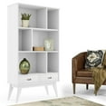 thumbnail image 2 of Simpli Home Draper Solid Hardood 64 " x 35 " Mid-Century Modern Bookcase and Storage Unit in White, 2 of 6