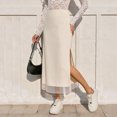 thumbnail image 5 of Tqcoqu Long Skirts for Women High Waisted Mesh Slit Split Skirt Casual Trendy Summer Maxi Skirts,Beige,Women's S-XL, 5 of 9