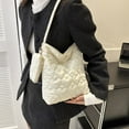 thumbnail image 4 of Casual Down Cotton Padded Quilted Large Capacity Handbags Shoulder Bags Tote Bags Shopping Bags WHITE, 4 of 8