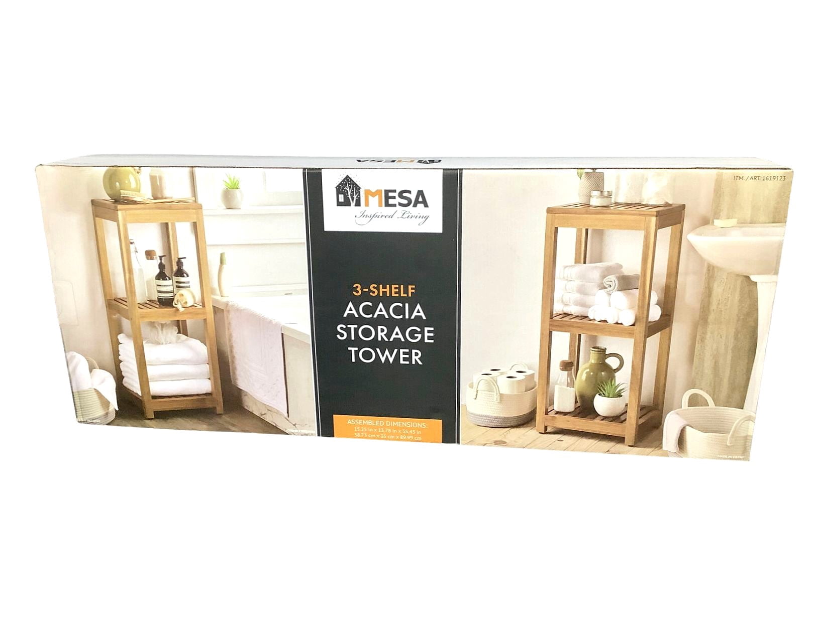 Mesa 3 Shelf Acacia Storage Tower Storage Shelf