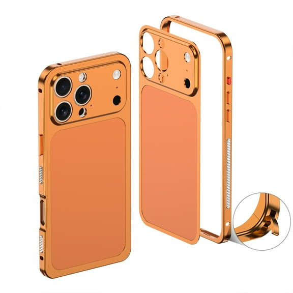 TECH CIRCLE For iPhone 14 Pro Magnetic Metal Frame Case Alloy Back flim
,Ultra-Thin Anti-Scratch Shockproof Heat Dissipation Non-Slip Design, Wireless Charging Lens Protector,Orange