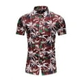 thumbnail image 2 of CEHVOM Chemise Hawaïenne à Manches Courtes pour Hommes, Col Montant, Imprimée, Décontractée, Boutonnée, Été, 2 of 4