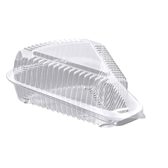 Bits N Things Low Dome Hinged Cake Slice Container | 6.62" x 4.87" x 2.31" | Cheesecake, Pie, Dessert, Food Box, Take Out | 50 Count