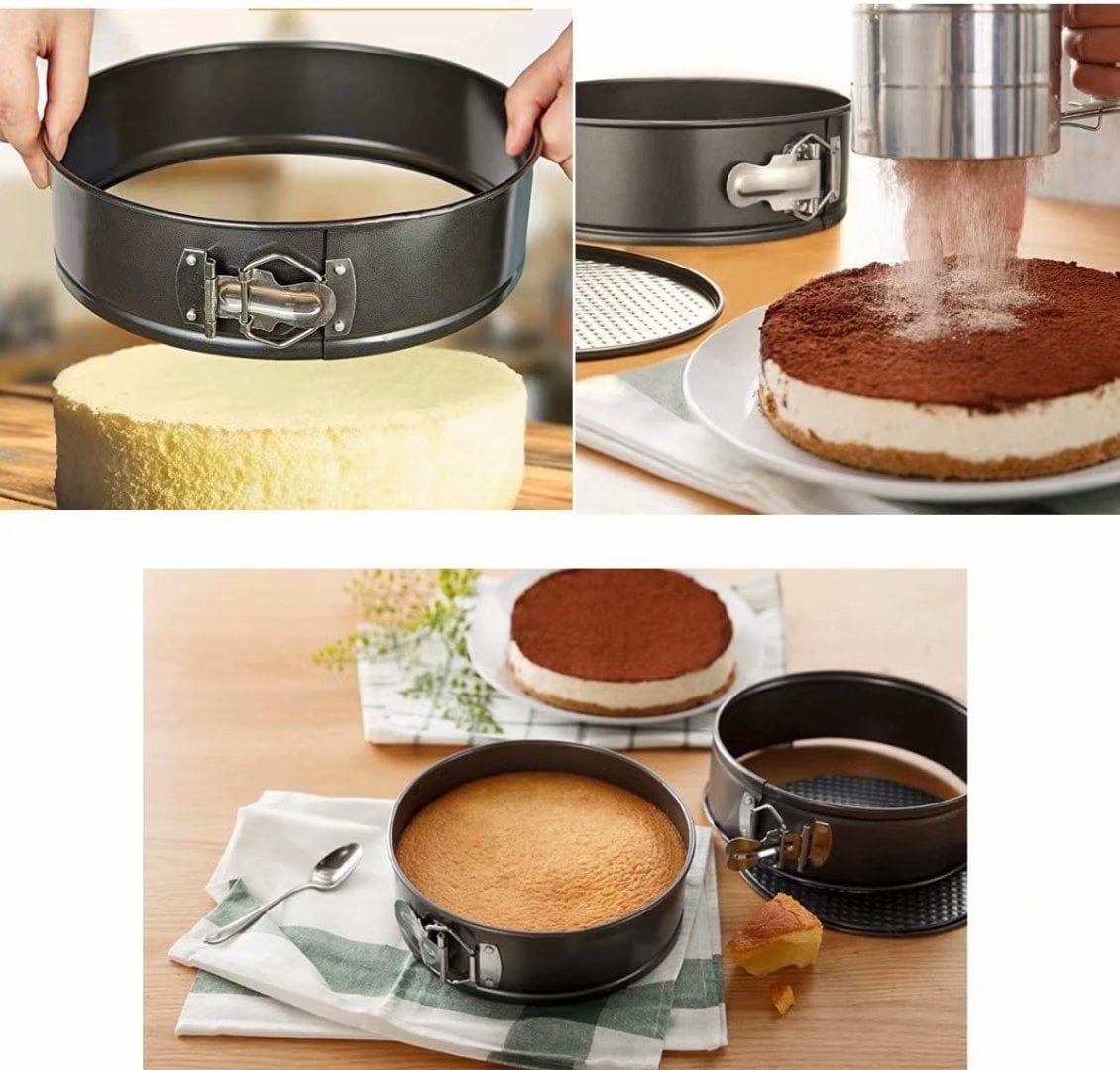 MASSUGAR Springform Cake Pan Set of 3 - Nonstick Leakproof Round Cheesecake  Pan with Removable Bottom, Circle 3 Tiered 4 7 9 inch Spring form Pans