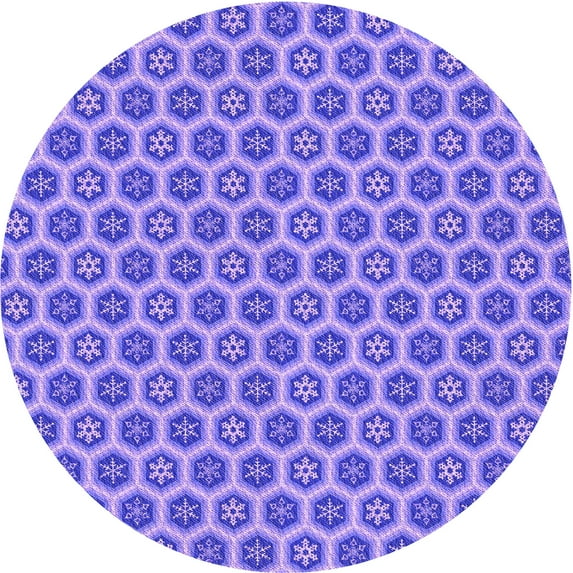 Ahgly Company Machine Washable Indoor Round Transitional Bright Lilac Purple Area Rugs, 7' Round