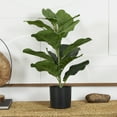 thumbnail image 2 of DecMode 21" Artificial Fiddle Leaf Plant in Black Pot, 2 of 11