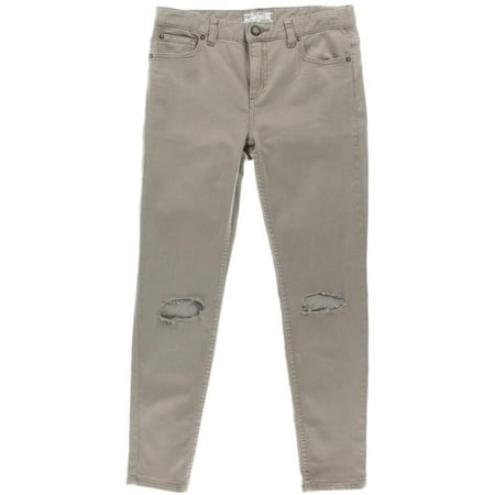 Free People Womens Destroyed Mid-Rise Colored Skinny Jeans