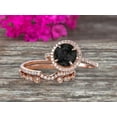 thumbnail image 6 of Milgrain Trio Set 2.75 Carat Black Diamond Moissanite 10K Rose Gold Wedding Set Round Cut Antique Art Deco Stacking Matching Band Anniversary Gift Glaring, 6 of 6