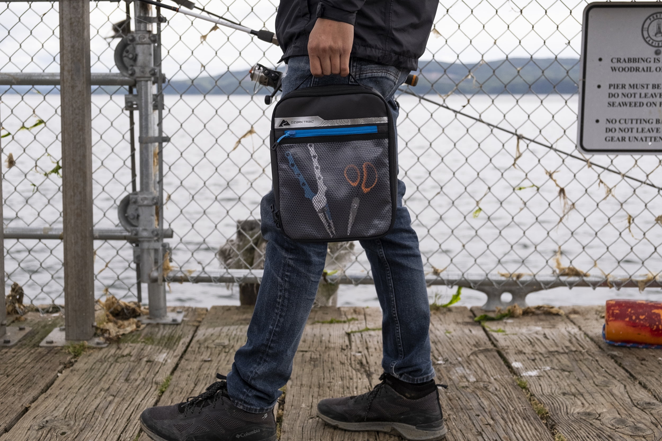 Ozark Trail Saltwater Fishing Bait Binder with 10 Resealable Bags, Black, Polyester