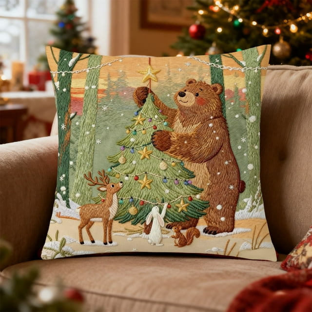 Linen Pillowcase 45x45cm Linen Pillow Cover Multicolor Digital Printed Cushion Case for Sofa and Bed Decor(1PCS) JASKFLY
