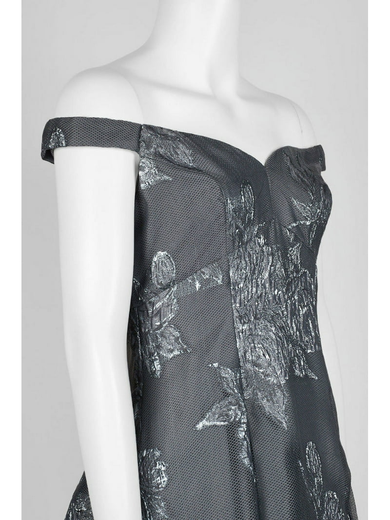 Aidan Mattox Off-Shoulder Sleeveless Box Pleat Zipper Back Metallic  Jacquard Dress-GUNMETAL / 2 - Walmart.com