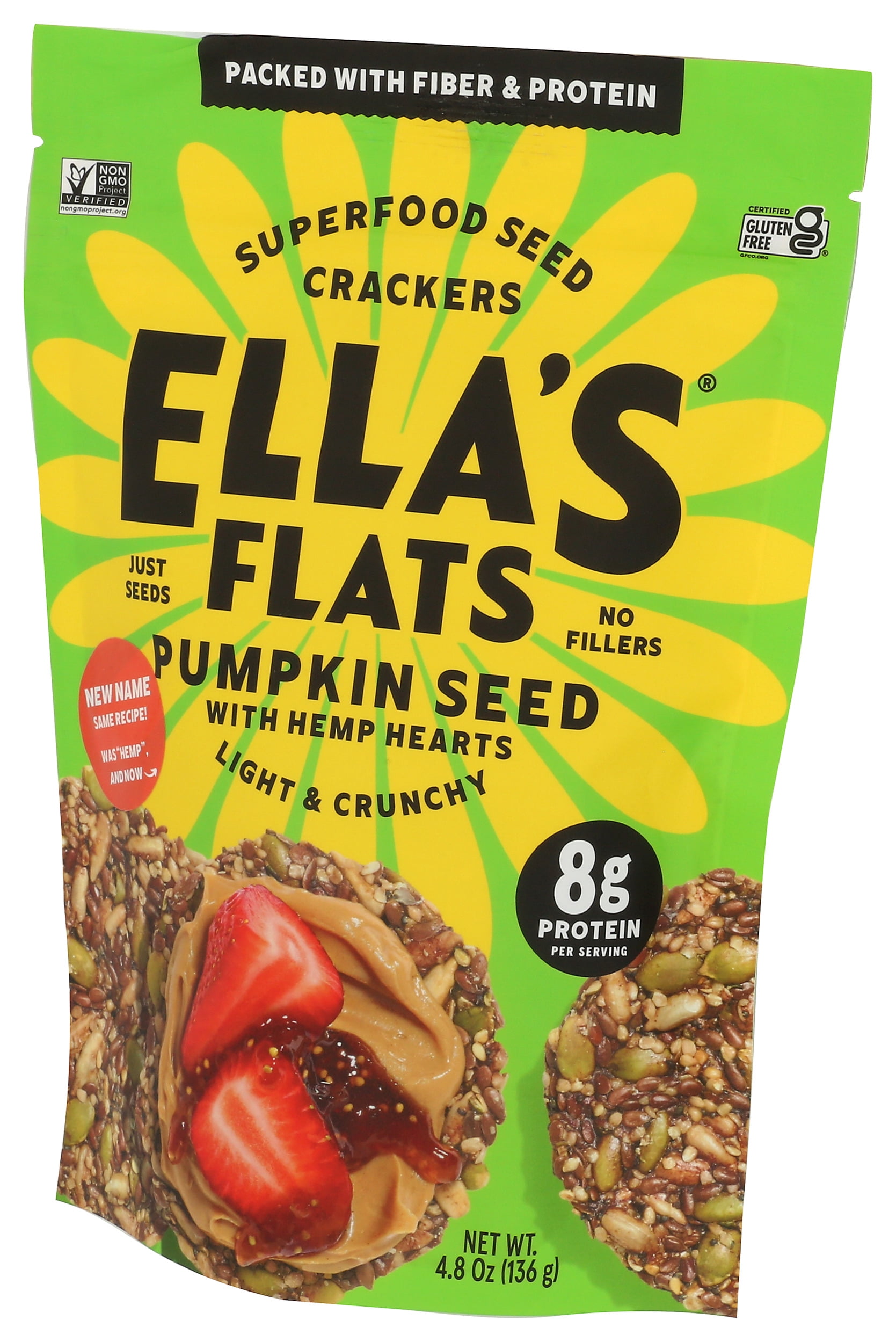 Pack of 6, Ellas Flats Pumpkin Seed with Hemp Hearts, 4.8 oz