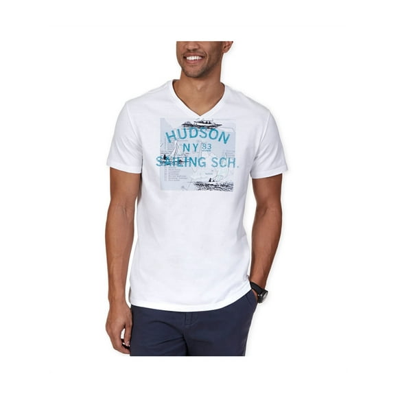 Nautica T-Shirt Graphique pour Hommes École de Voile brightwhite S