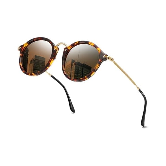 Women's Retro Round Sunglasses - Polarized Anti Glare UV400 Protection Vintage Driving Shades