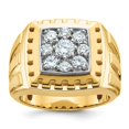thumbnail image 1 of Diamond2Deal 14K Two-tone Gold Men's 1 cttw Diamond Cluster Ring Size 10, 1 of 6