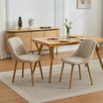 thumbnail image 2 of Accreate Dining Chairs,Modern Fabric Upholstered Kitchen Side Chairs,Curved Backrest Dining Chairs with Oak Legs,Armless Dining Chair Set of 2 for Dining Room, 2 of 9