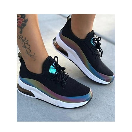 

SIMANLAN Women s Wide Width Walking Shoes Lace Up Non Slip Running Sneakers