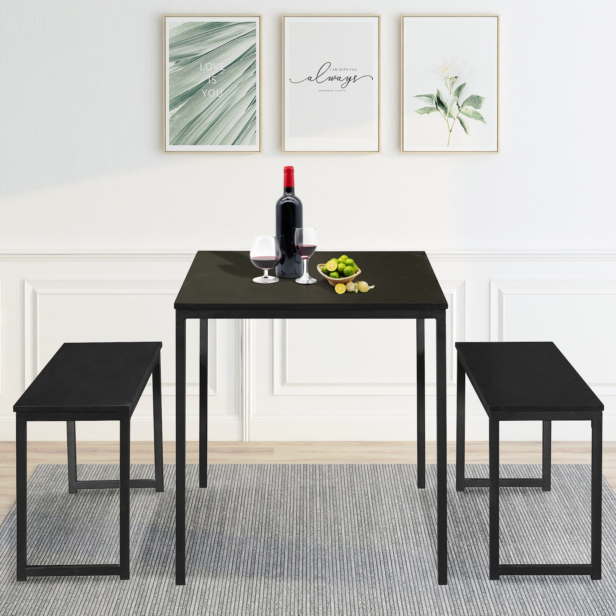Cacagoo 3 Pieces Dining Set Table With 2 Benches Kitchen Dining Room Furniture Modern Style Wood Table With Metal Frame Walmart Com Walmart Com Cacagoo 3 Pieces Dining Set Table With 2 Benches Kitchen Dining Room Furniture Modern Style Wood Table With Metal Frame Walmart Com Walmart Com