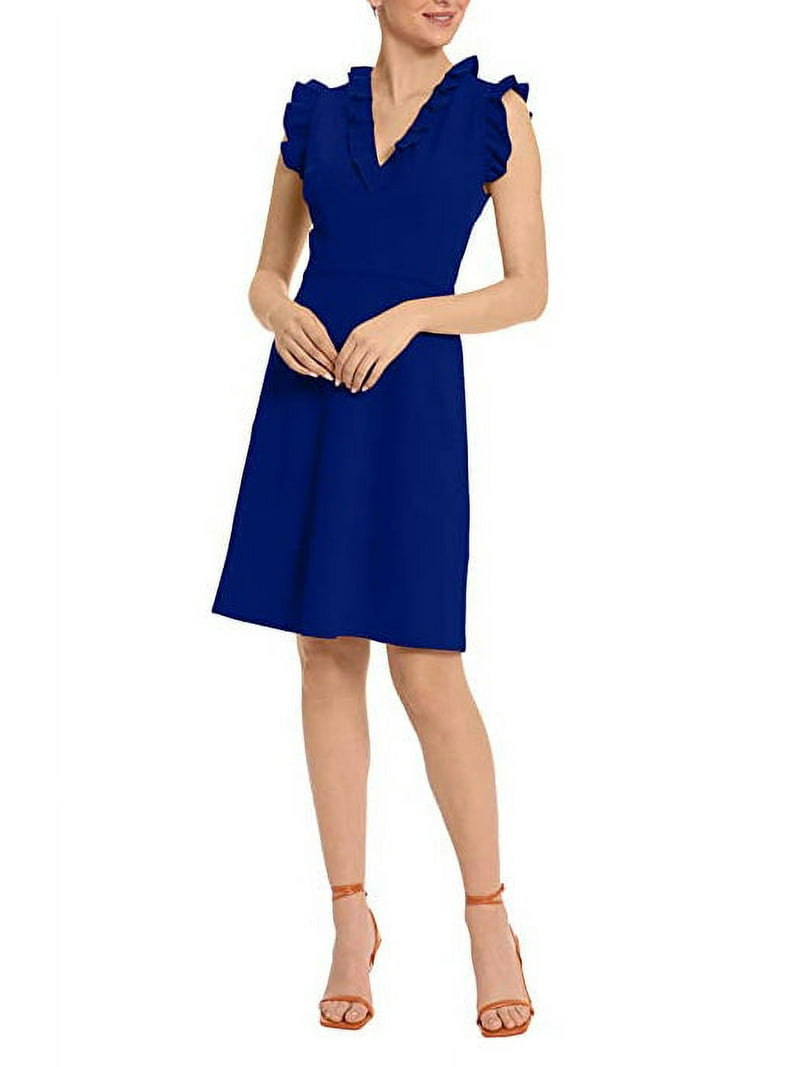 Maggy London womens V-Neck Mini Dress, 2, Blue - Walmart.com