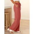 thumbnail image 4 of Cutuoiiu Women's High Waisted Solid Color Wide Leg Pants, Drawstring Elastic Waist with Pockets, Lightweight Loose Fit Long Trousers for Everyday Wear Gift, 4 of 8