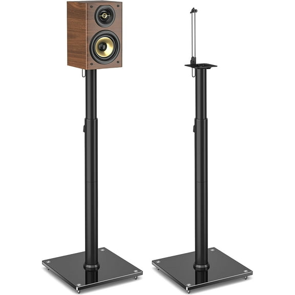 RTVR Speaker Stands Pair, Height Adjustable 32.4-43 Inch Stands for Small Bookshelf & Satellite Speakers with Cable Management, 11 lbs Capacity