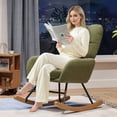thumbnail image 3 of Someet Nursery Rocking Chair, Upholstered Rocking Accent Chair with High Backrest, Comfortable Rocker with Padded Seat for Living Rooms, Bedrooms, Offices, Green, 3 of 7