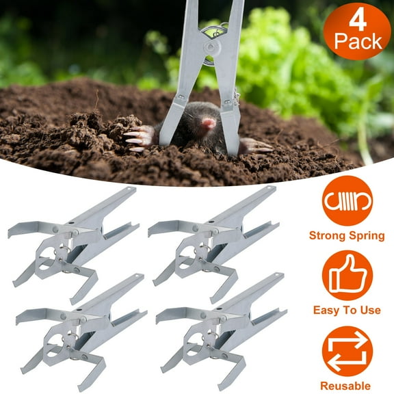 Reusable Mole Traps, iMounTEK 4Pack Easy Setup Scissor Traps Pest Control Traps for Gardens Farms Nurseries Field Outdoor Use