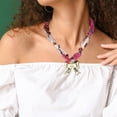 thumbnail image 2 of Unique Bargains 1 Pc Versatile Scarf Necklace with Charm Adjustable Tie Statement Choker for Women Rose Red Brown, 2 of 5