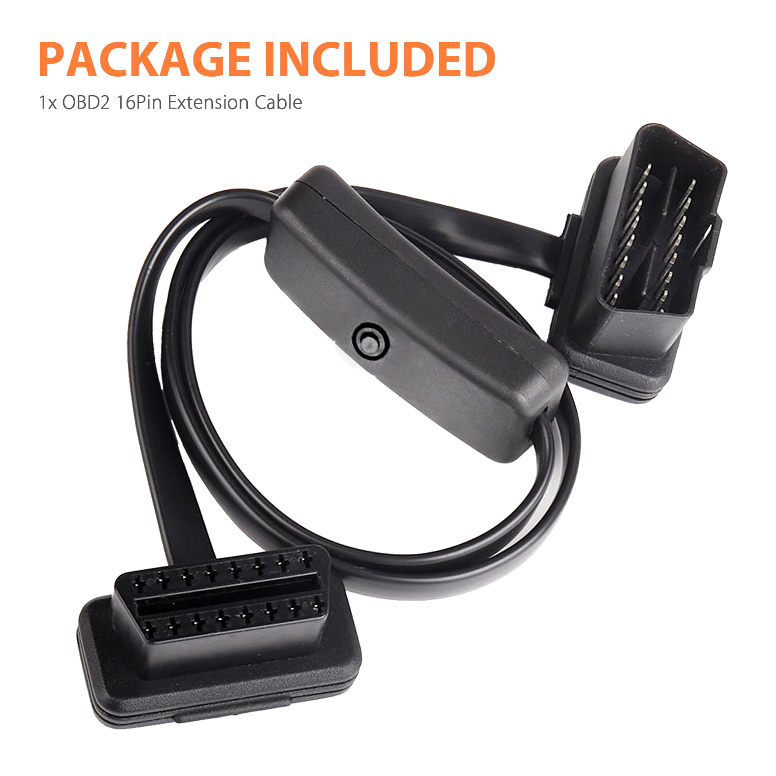 OBD2 OBDII 16 Pin M to F Extension Cable With Power Switch 