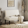 thumbnail image 2 of Renwick Corduroy Armless Loveseat with Rubberwood Legs, Beige, 2 of 12